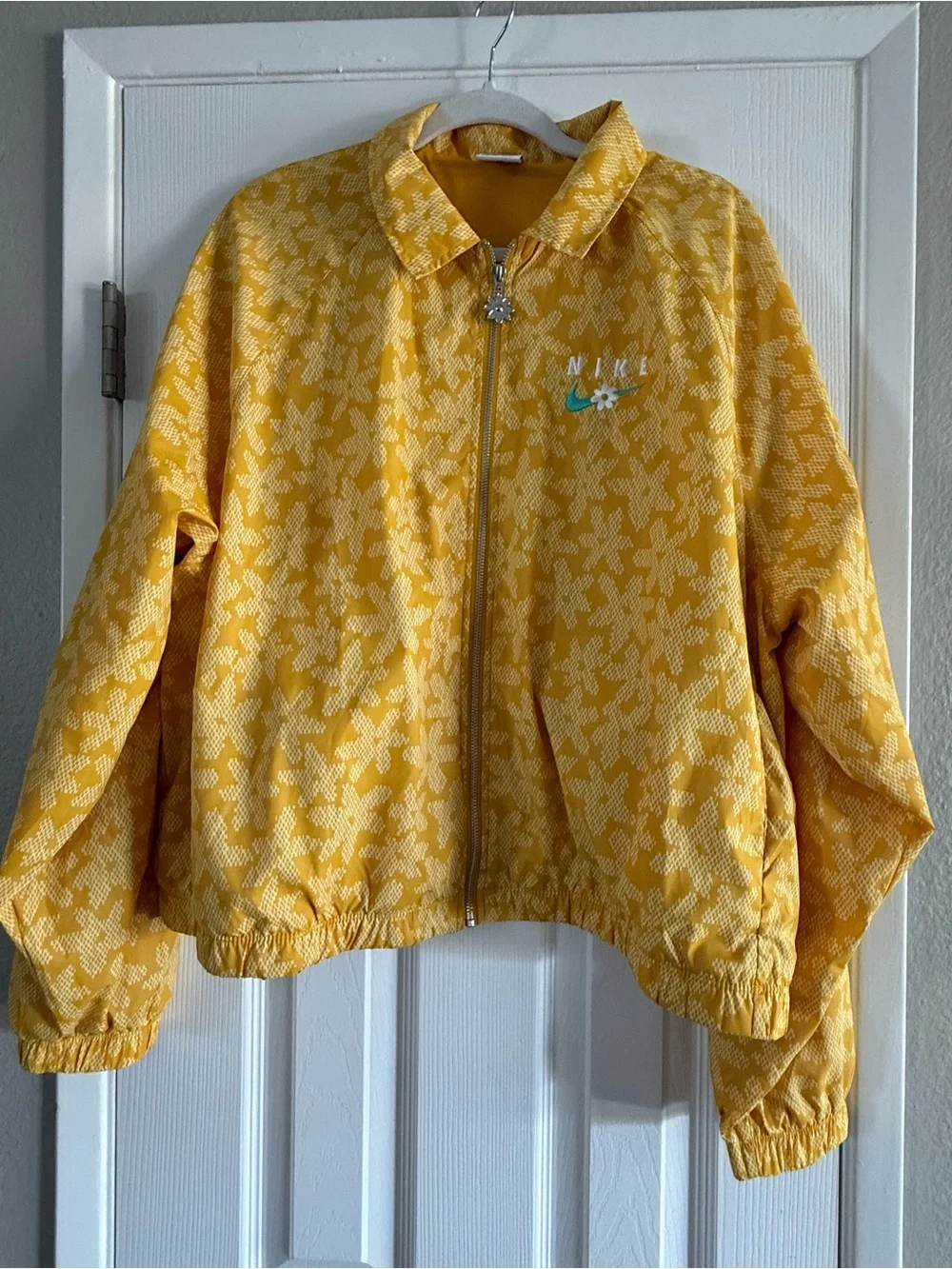 Nike Adult Yellow “Nike” Floral Zip Jacket